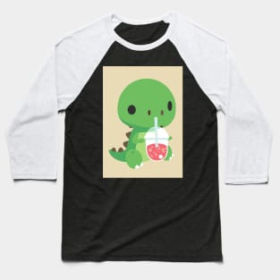 Cute Baby Dinosaur drinks Shake Baseball T-Shirt